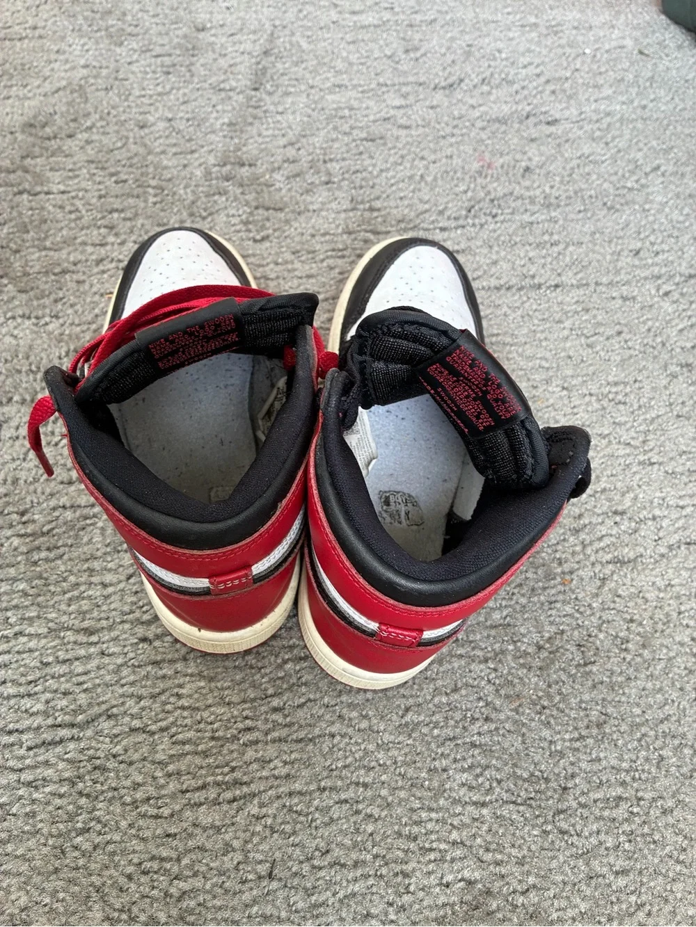 Nike Kids Two-Tone High-Top Sneakers in Black, White & Red Size 1Y